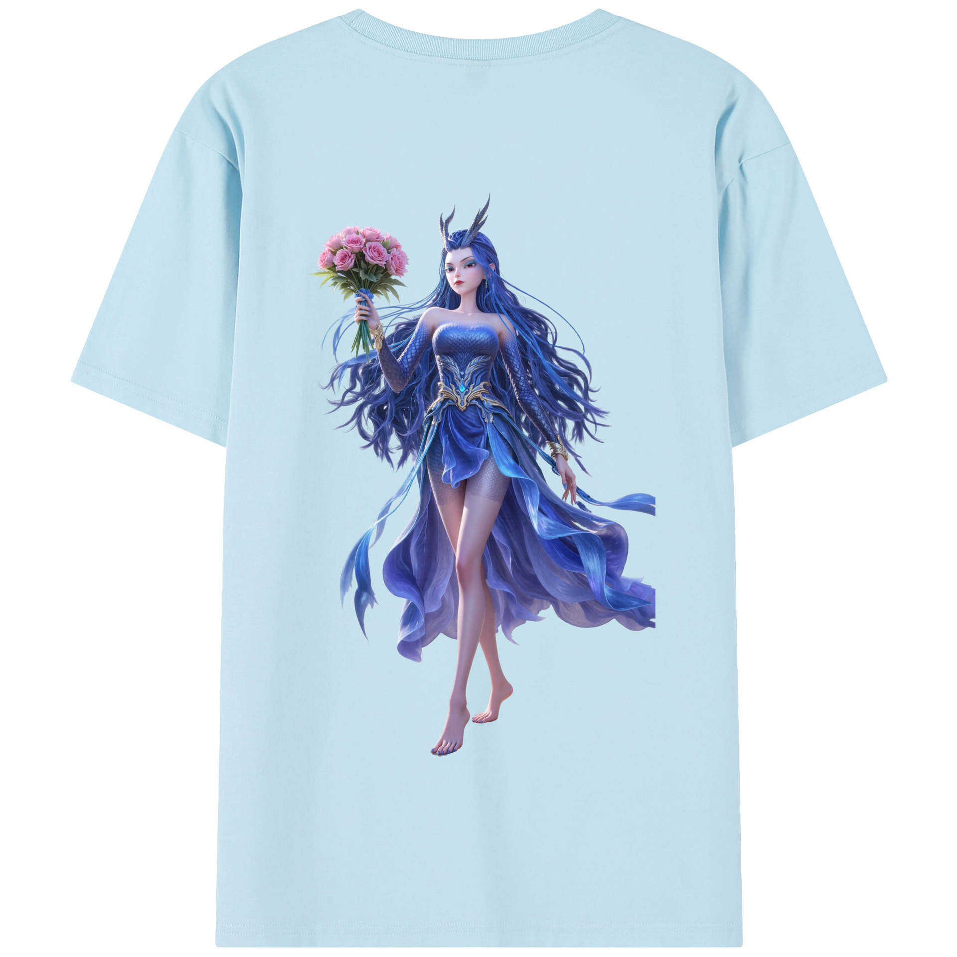（画像用） Ne Zha 2 ナタ 魔童の大暴れ 綿100％半袖Tシャツ（背面プリント）